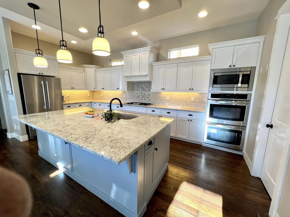 Kitchen interior painting with modern lighting