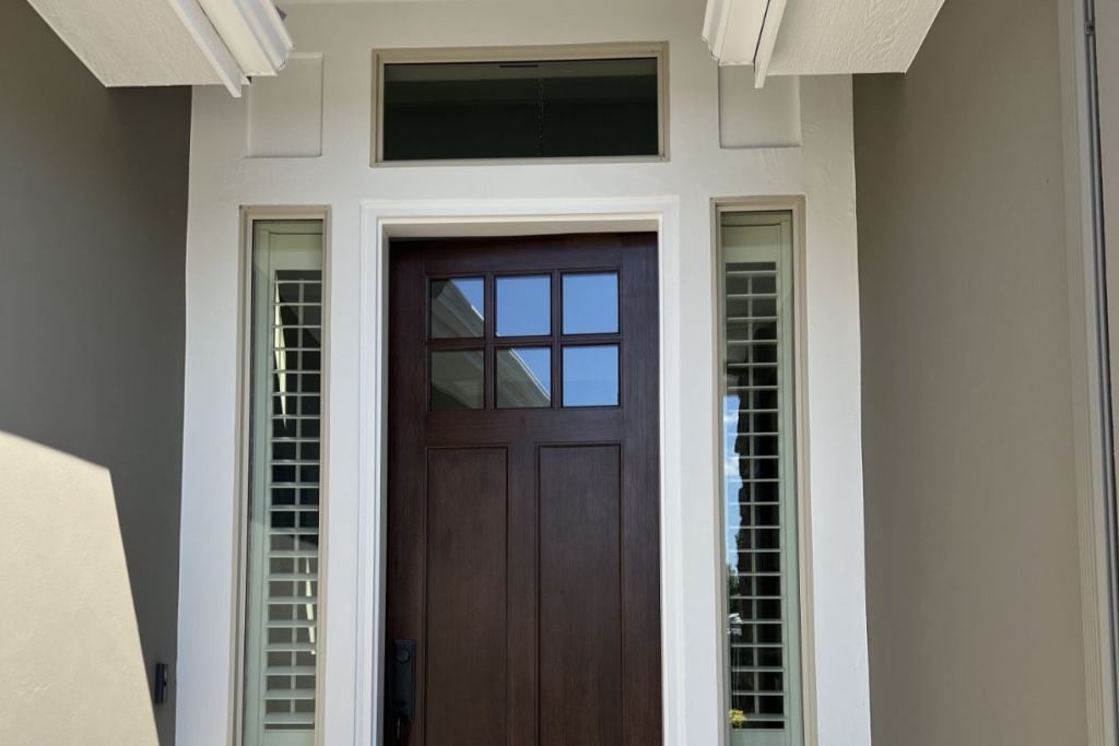 Freshly painted front entry door frame