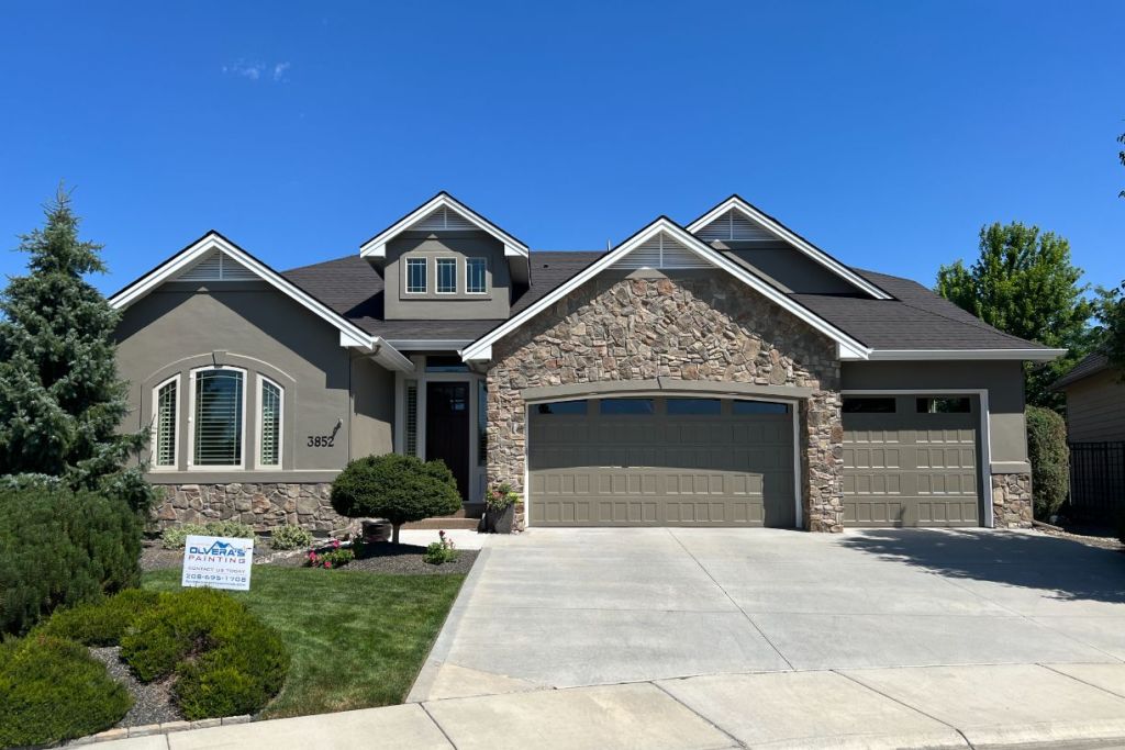 Freshly painted exterior of modern home