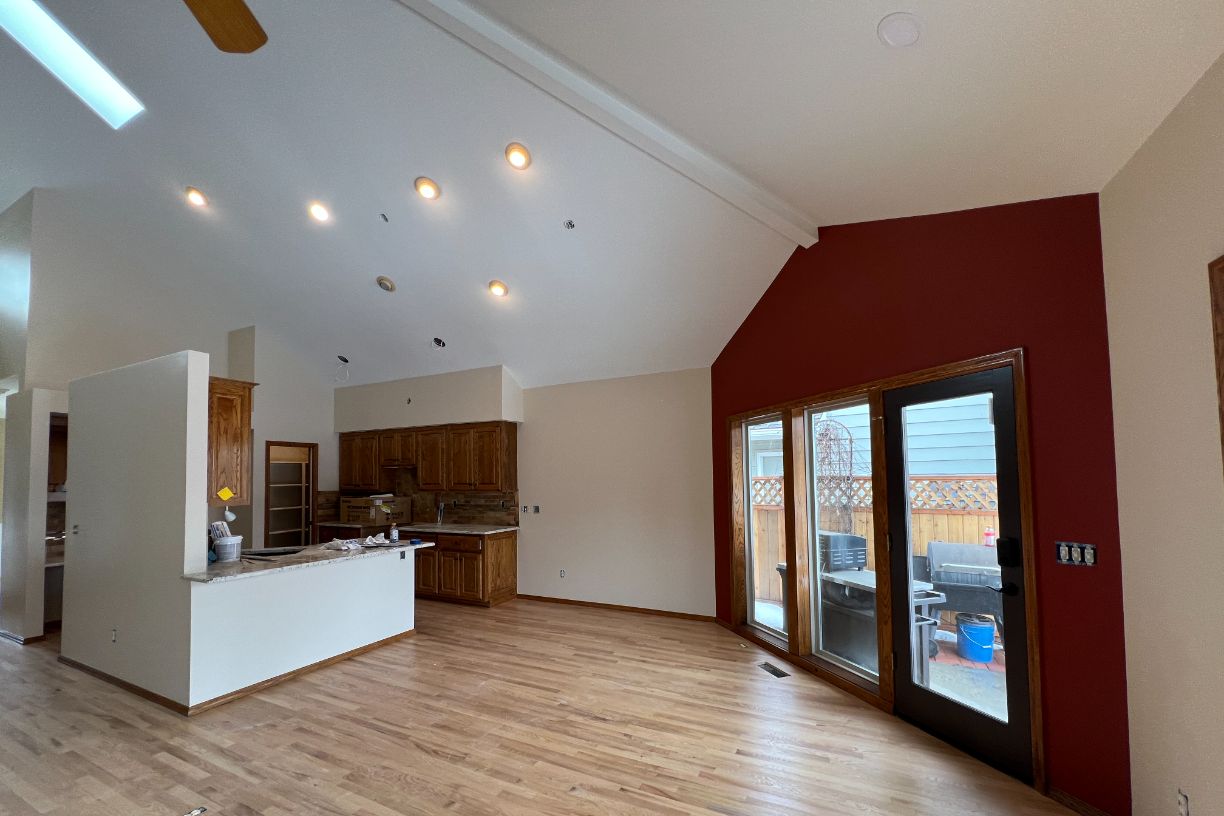Spacious kitchen and living area interior