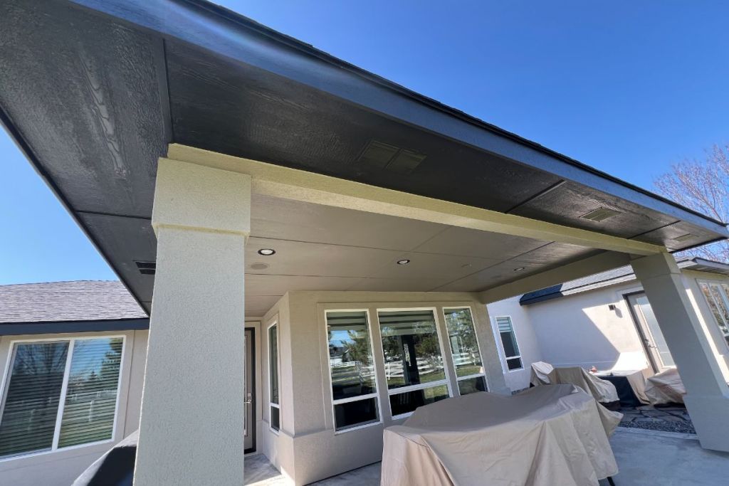 Freshly painted patio soffits and trim