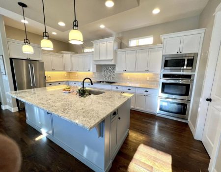 Modern kitchen painted cabinets and walls